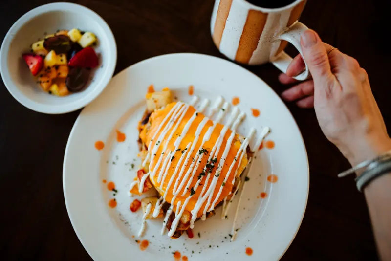 Gourmet three-course breakfast spread