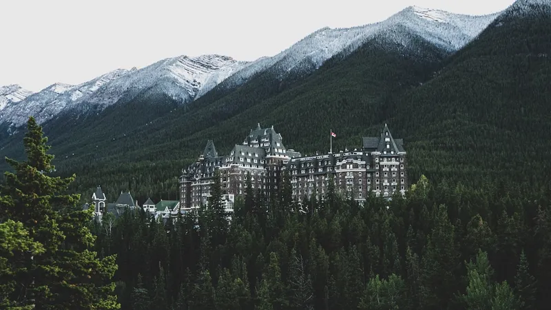 Aerial view of Fairmont Banff Springs in Banff National Park