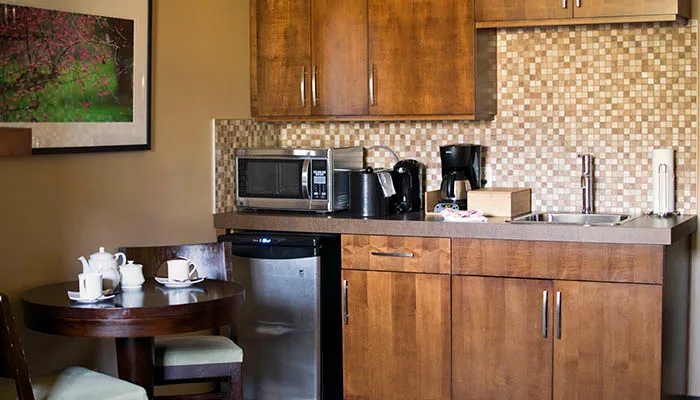 Hotel room with kitchenette