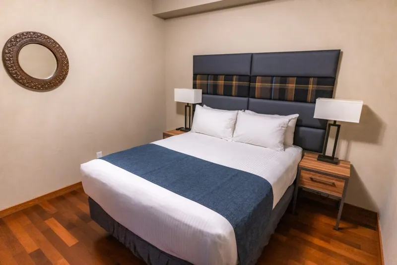 Comfortable bedroom with quality furnishings